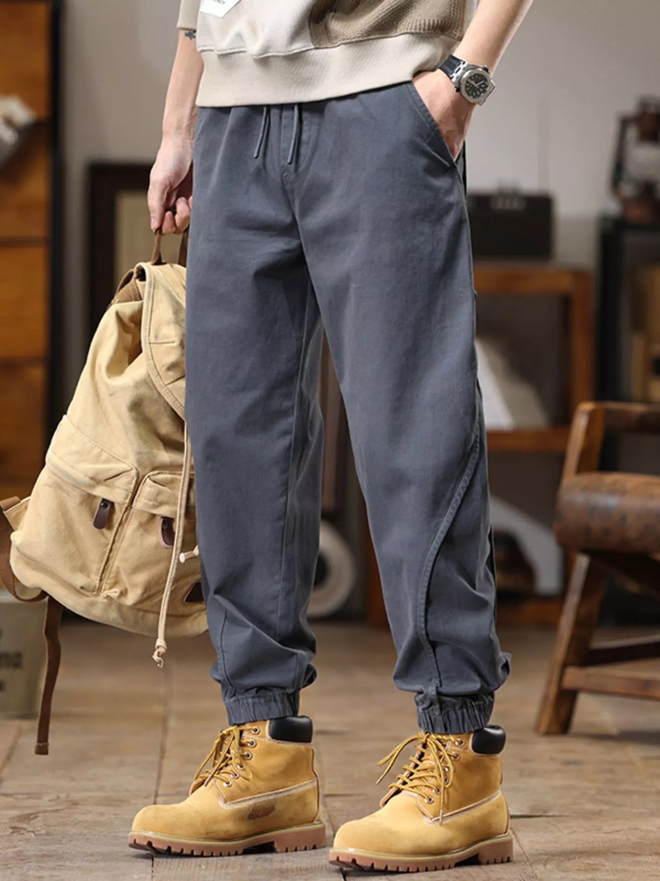 Men's Full Size Drawstring Jogger Pants with Elastic Cuffs Plus Size