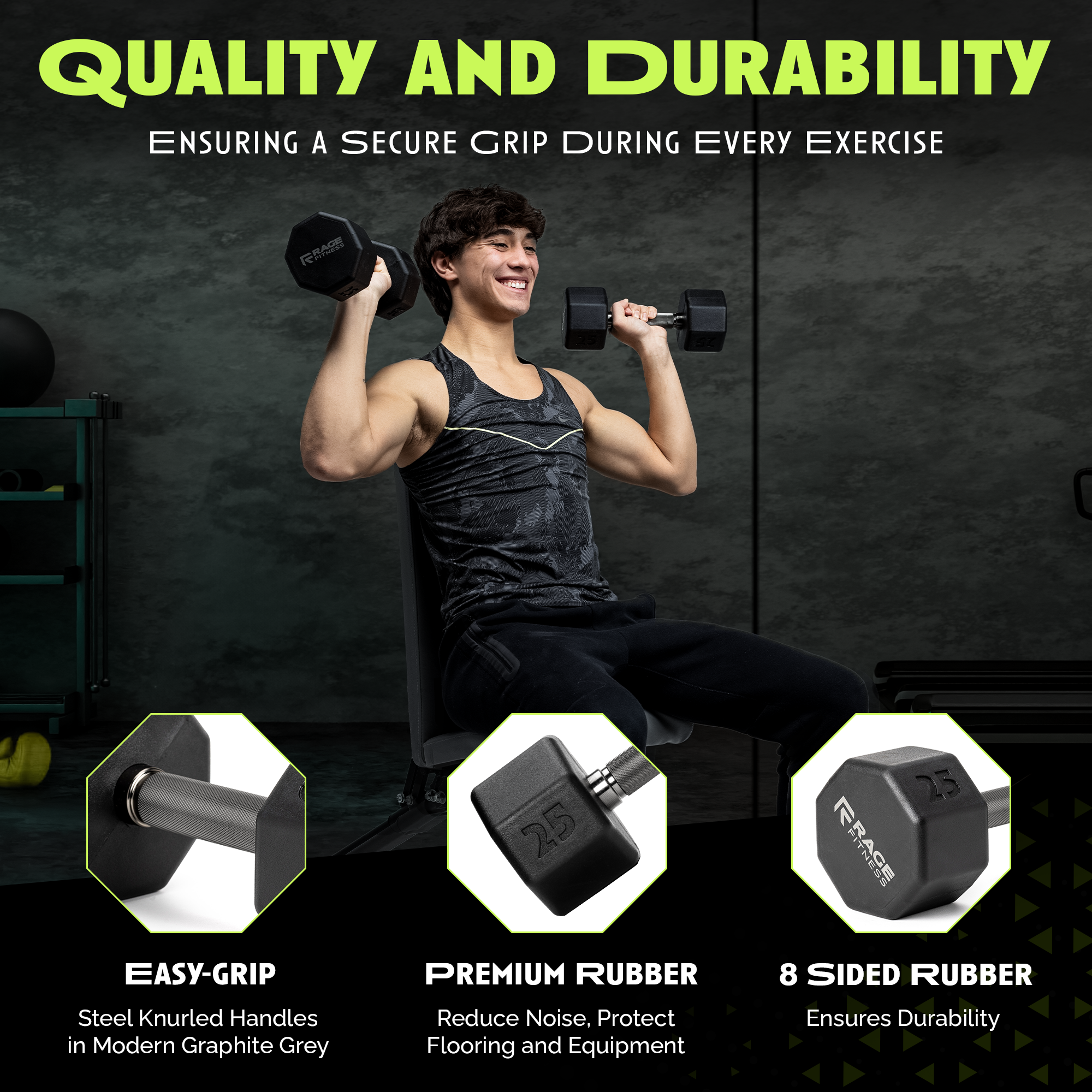 Octo Rubber Dumbbell Individual Strength Training Equipment