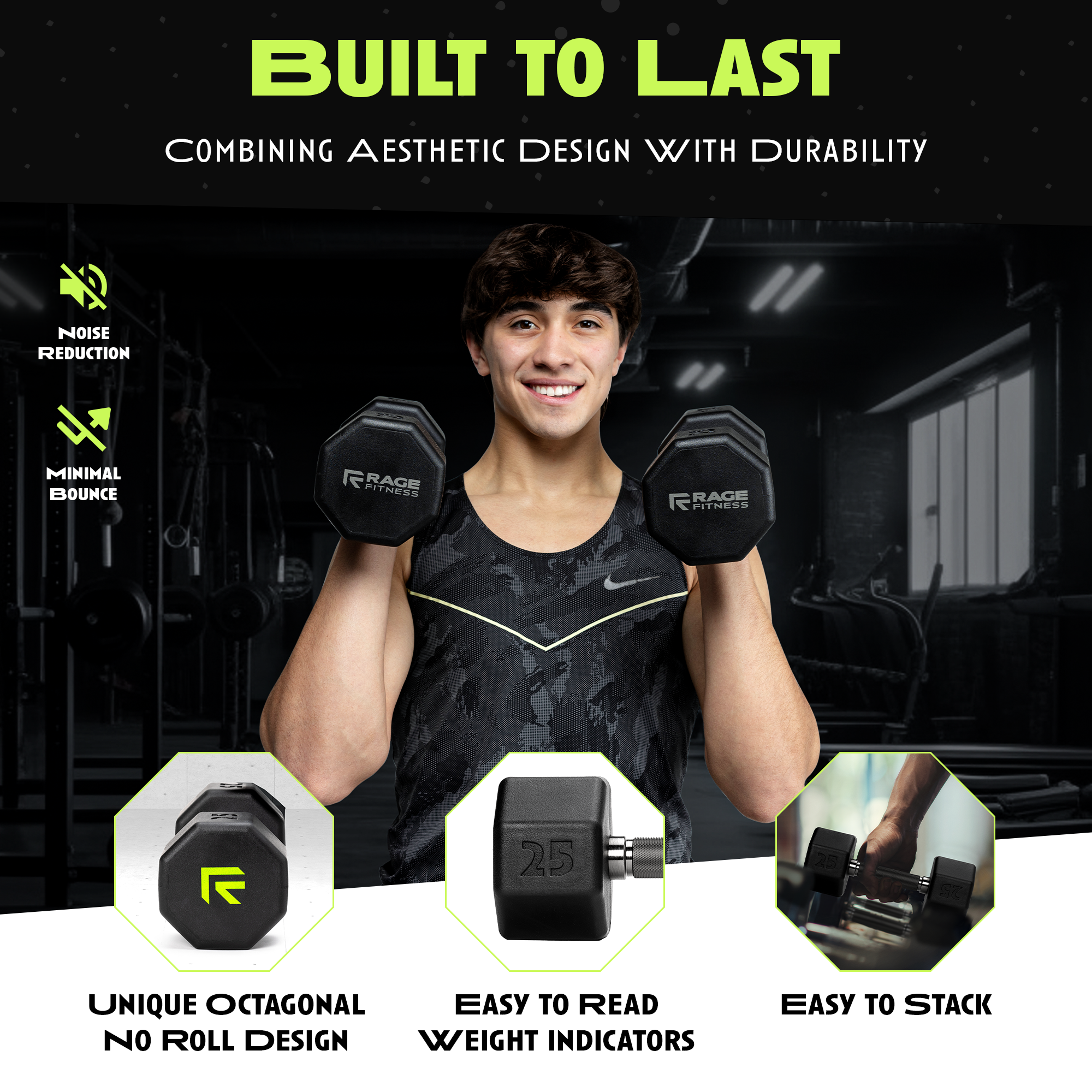 Octo Rubber Dumbbell Individual Strength Training Equipment
