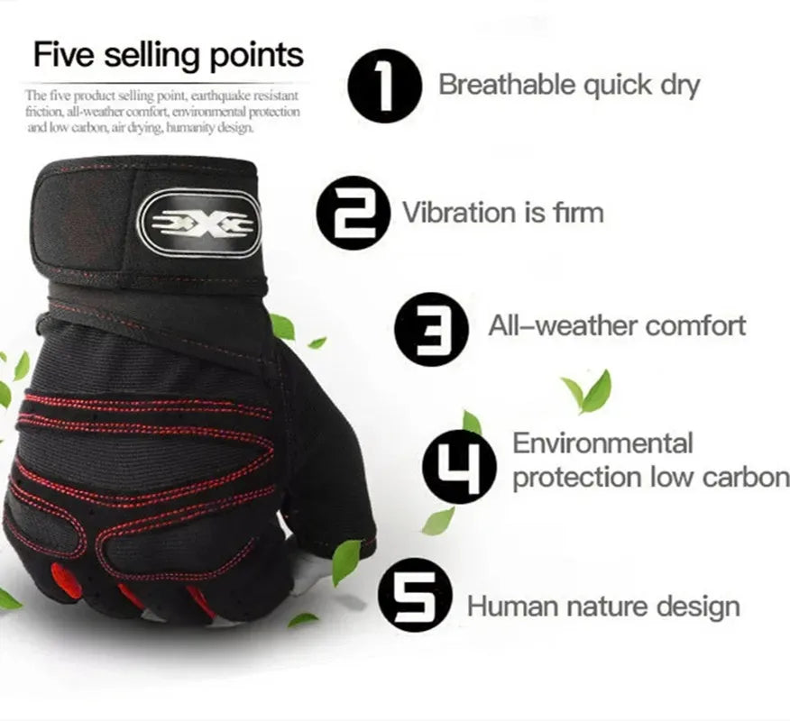 Outdoor Sport Gloves Men Women Wrist Guard Fingerless