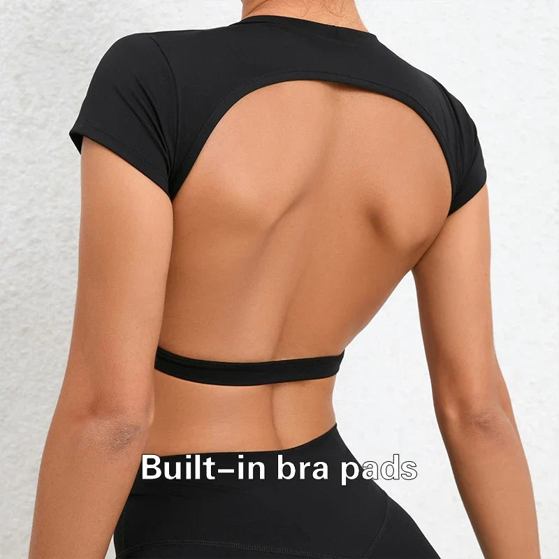 Women's Breathable Backless Yoga Crop Top