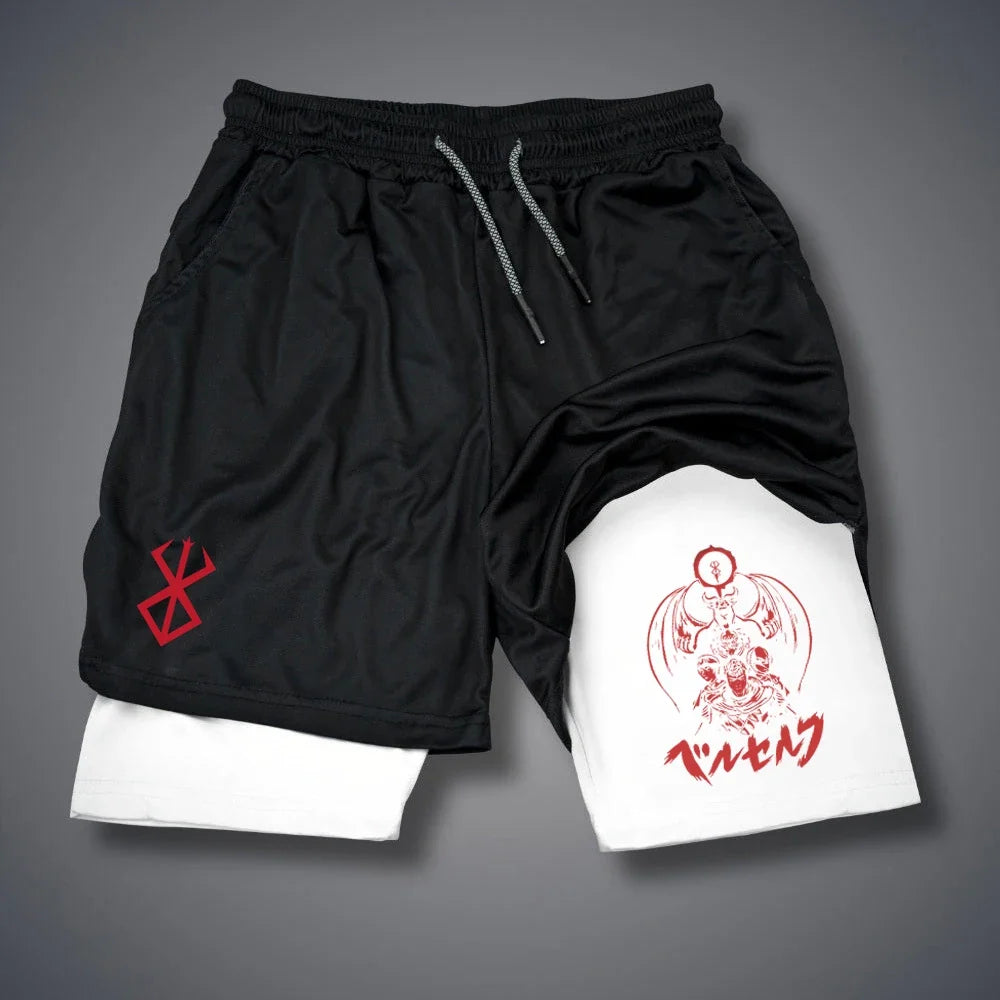 Men's 2 In 1 Compression Running Workout Shorts