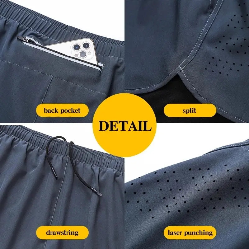 Men's Breathable Double Layer Workout Running Shorts