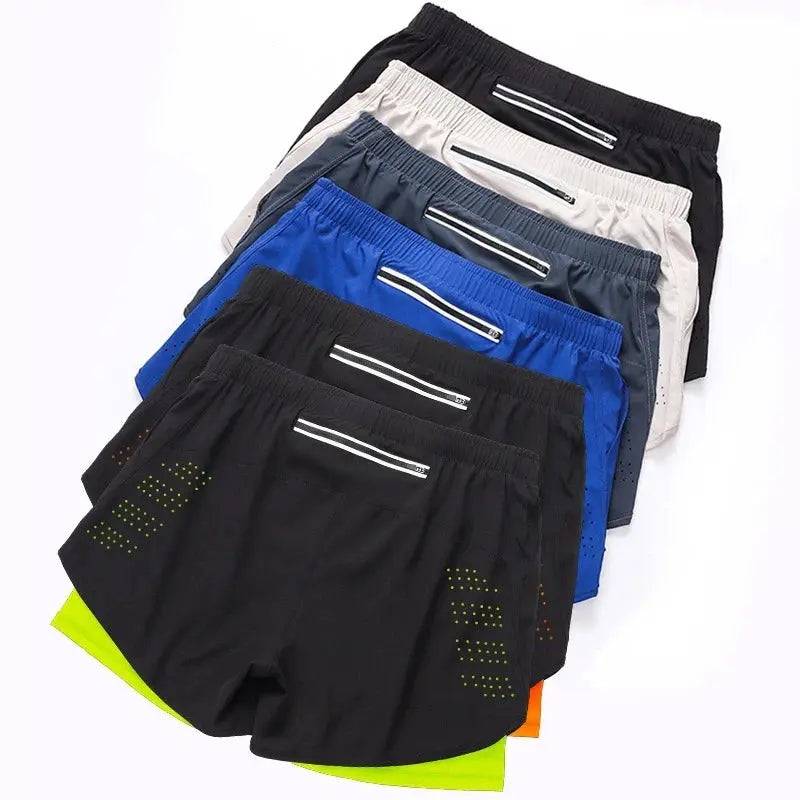 Men's Breathable Double Layer Workout Running Shorts