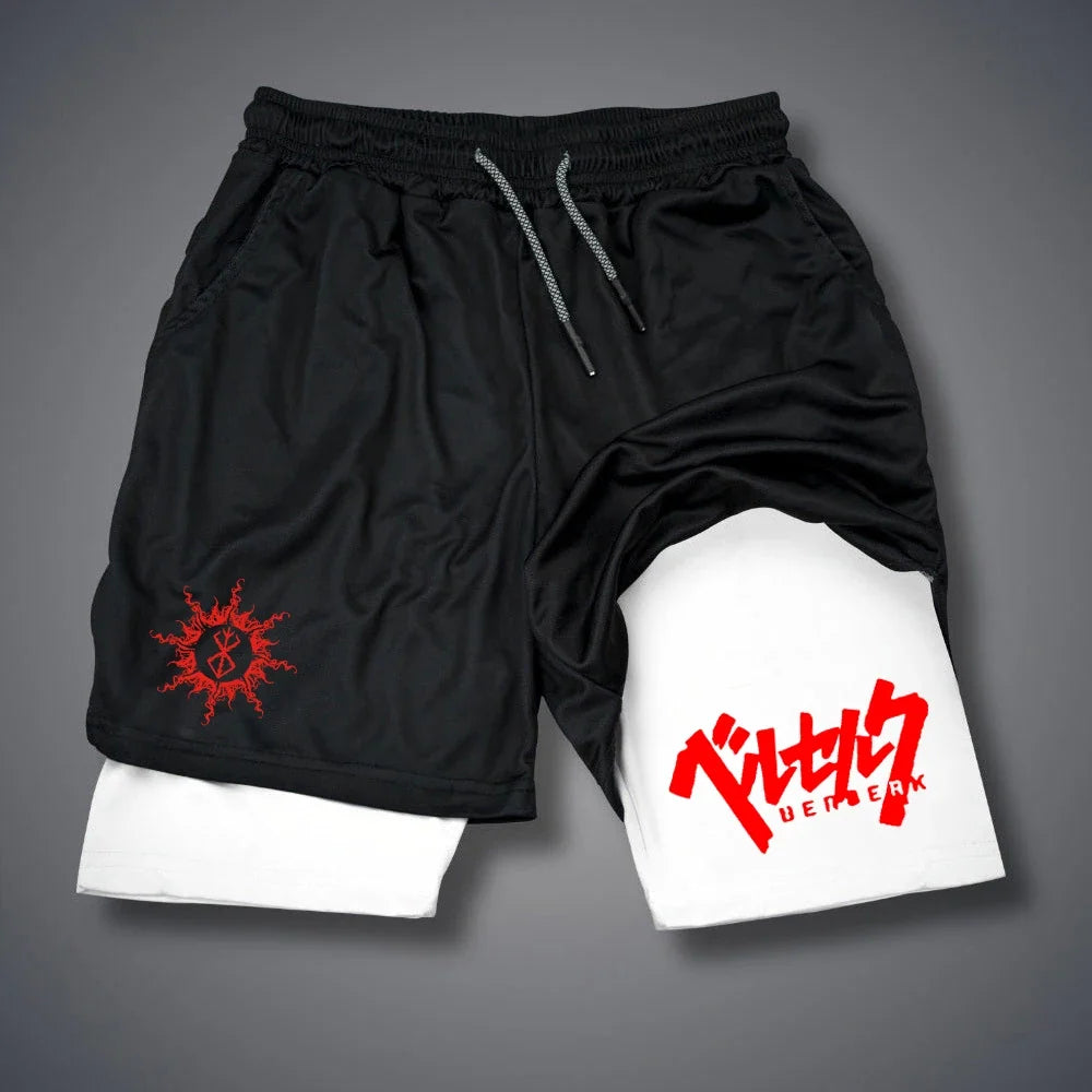 Men's 2 In 1 Compression Running Workout Shorts