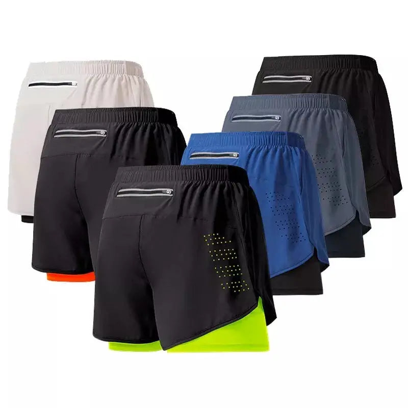 Men's Breathable Double Layer Workout Running Shorts