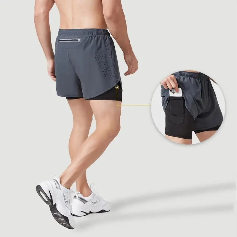 Men's Breathable Double Layer Workout Running Shorts