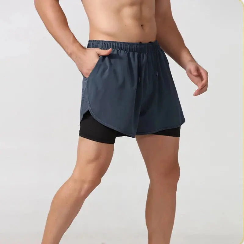 Men's Breathable Double Layer Workout Running Shorts