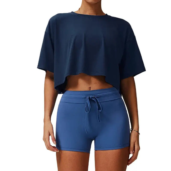 Women's Loose Cotton Crop Top Dance Gym Sports