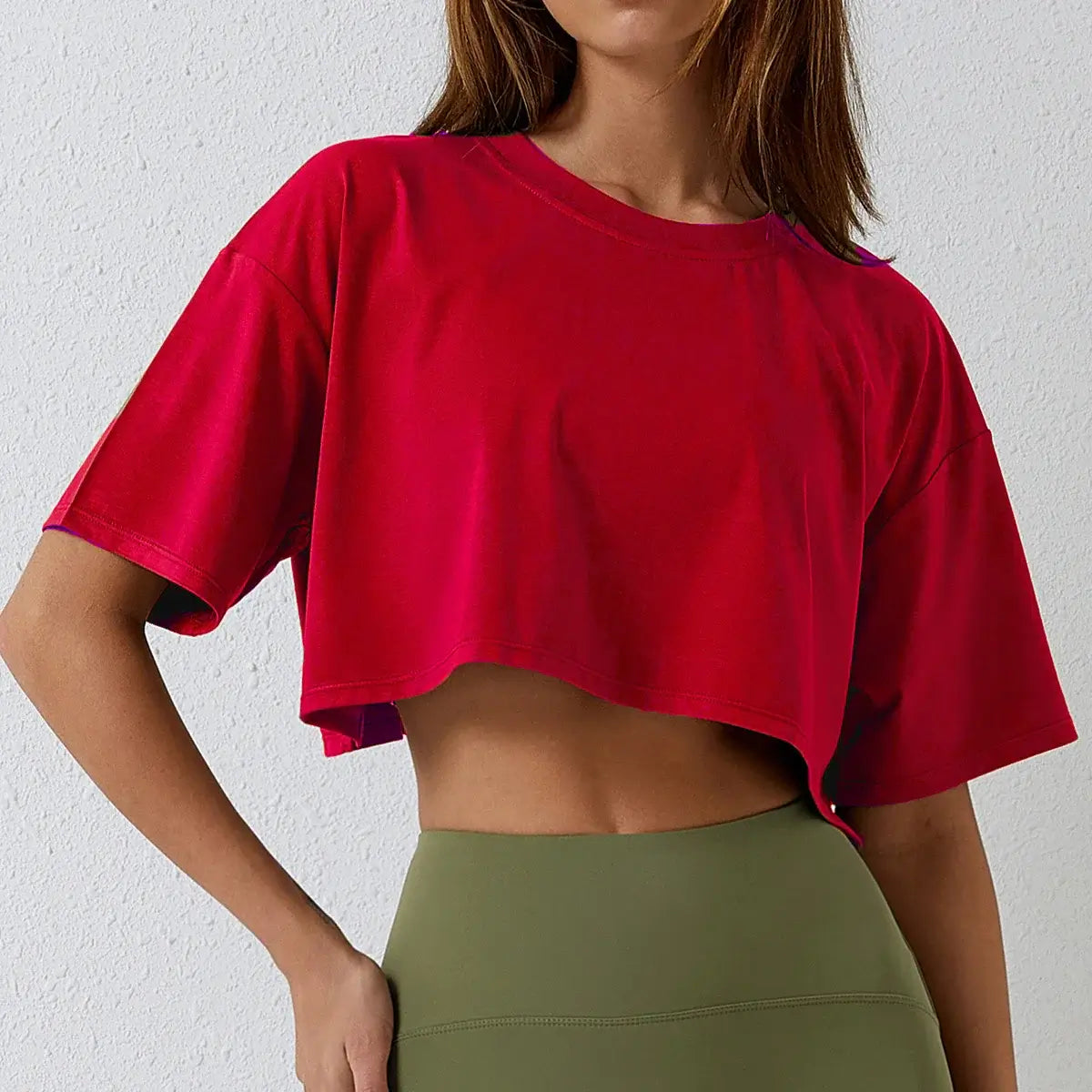 Women's Loose Cotton Crop Top Dance Gym Sports