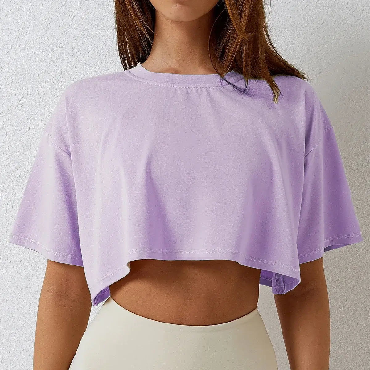 Women's Loose Cotton Crop Top Dance Gym Sports