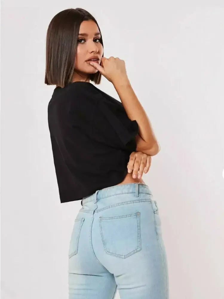 Women's Loose Cotton Crop Top Dance Gym Sports