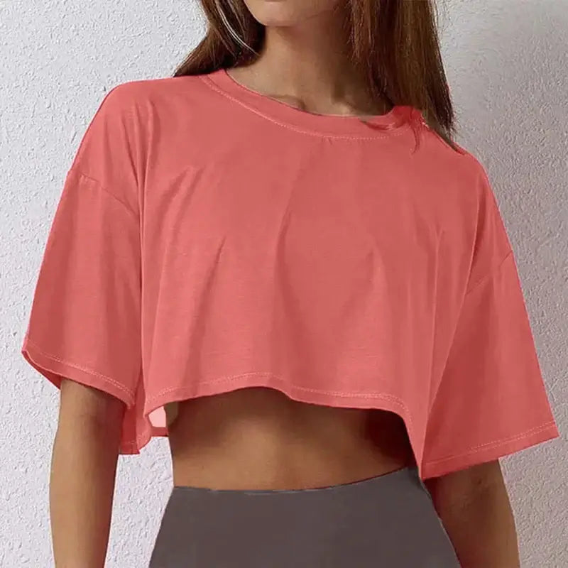 Women's Loose Cotton Crop Top Dance Gym Sports