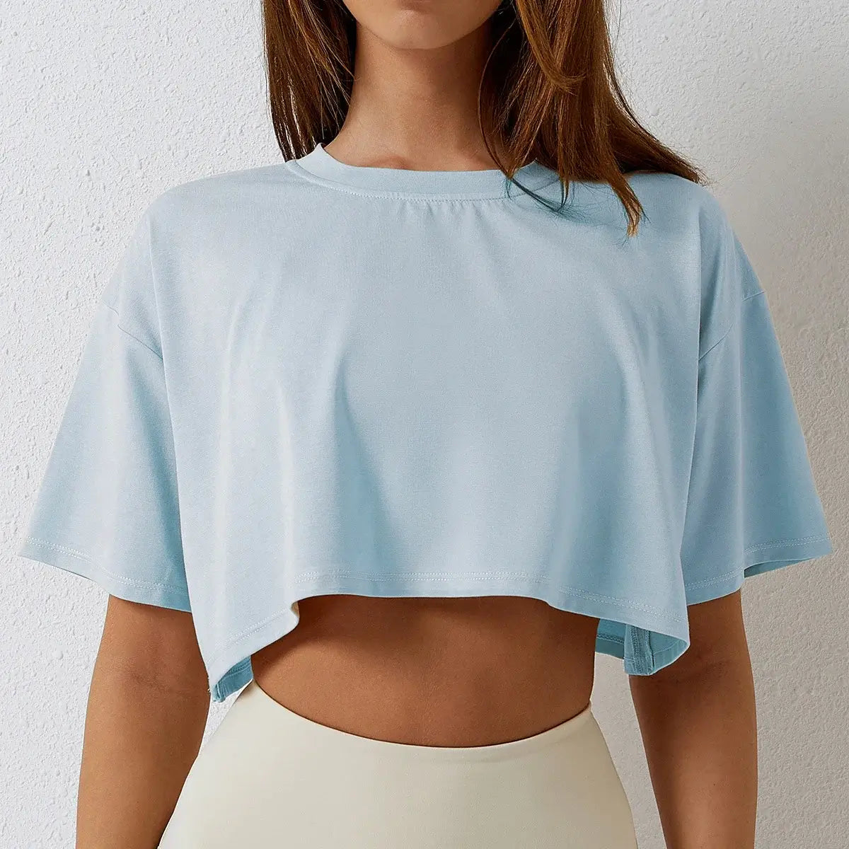 Women's Loose Cotton Crop Top Dance Gym Sports