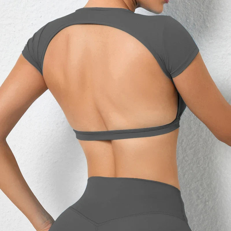 Women's Breathable Backless Yoga Crop Top