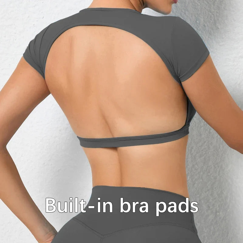 Women's Breathable Backless Yoga Crop Top
