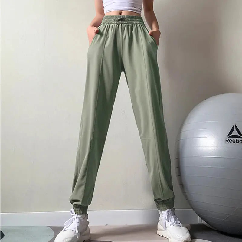 Women's Elastic Waist Yoga Running Pants Activewear