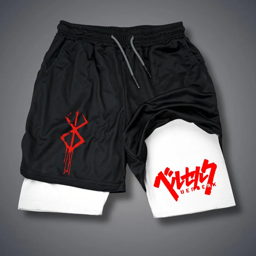 Men's 2 In 1 Compression Running Workout Shorts