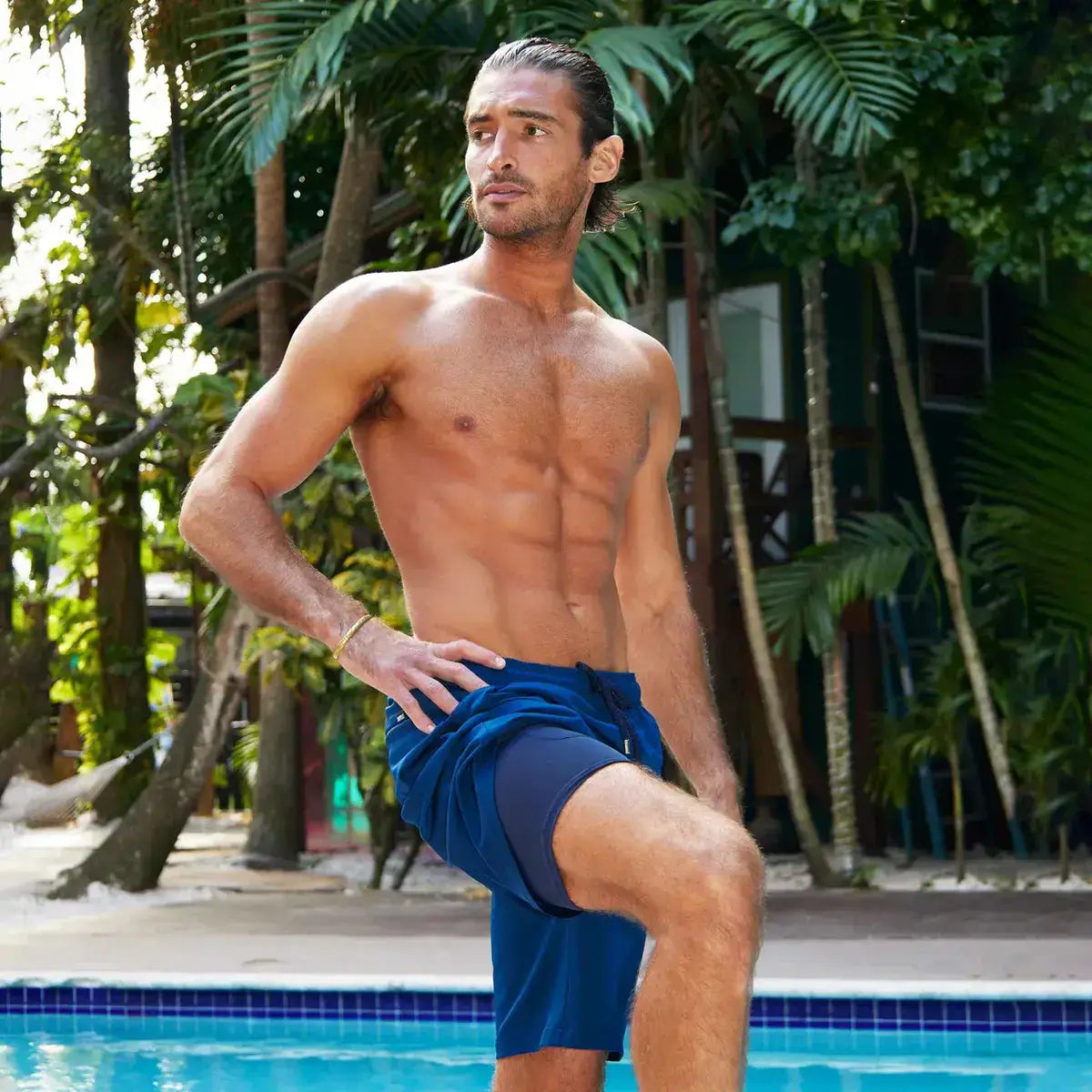 Blue Sapphire Hybrid Compression Lined Swim Trunk