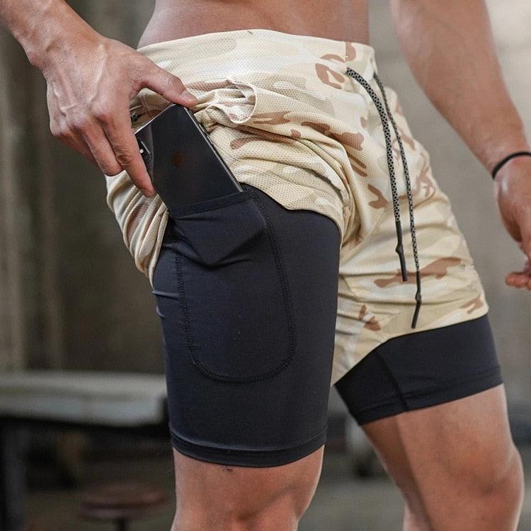 Men's Camo 2 In 1 Quick Dry Running Shorts