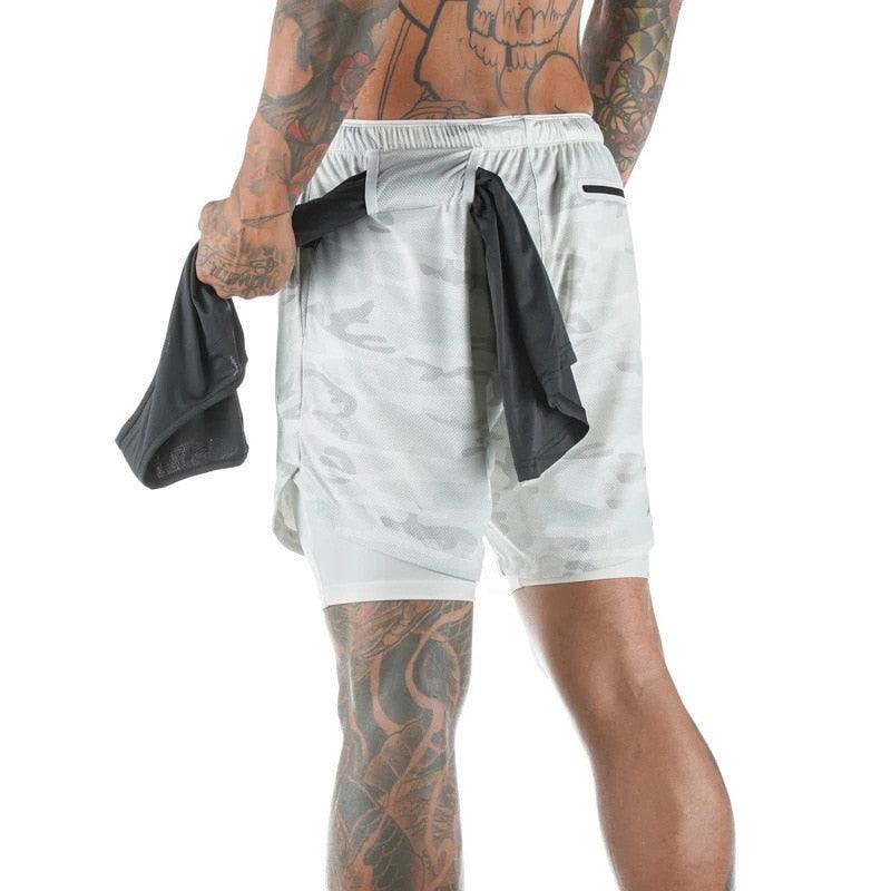 Men's Camo 2 In 1 Quick Dry Running Shorts