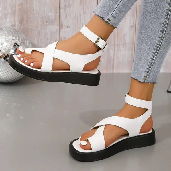 Crisscross Open Toe Platform Sandals Fashionable Casual Footwear