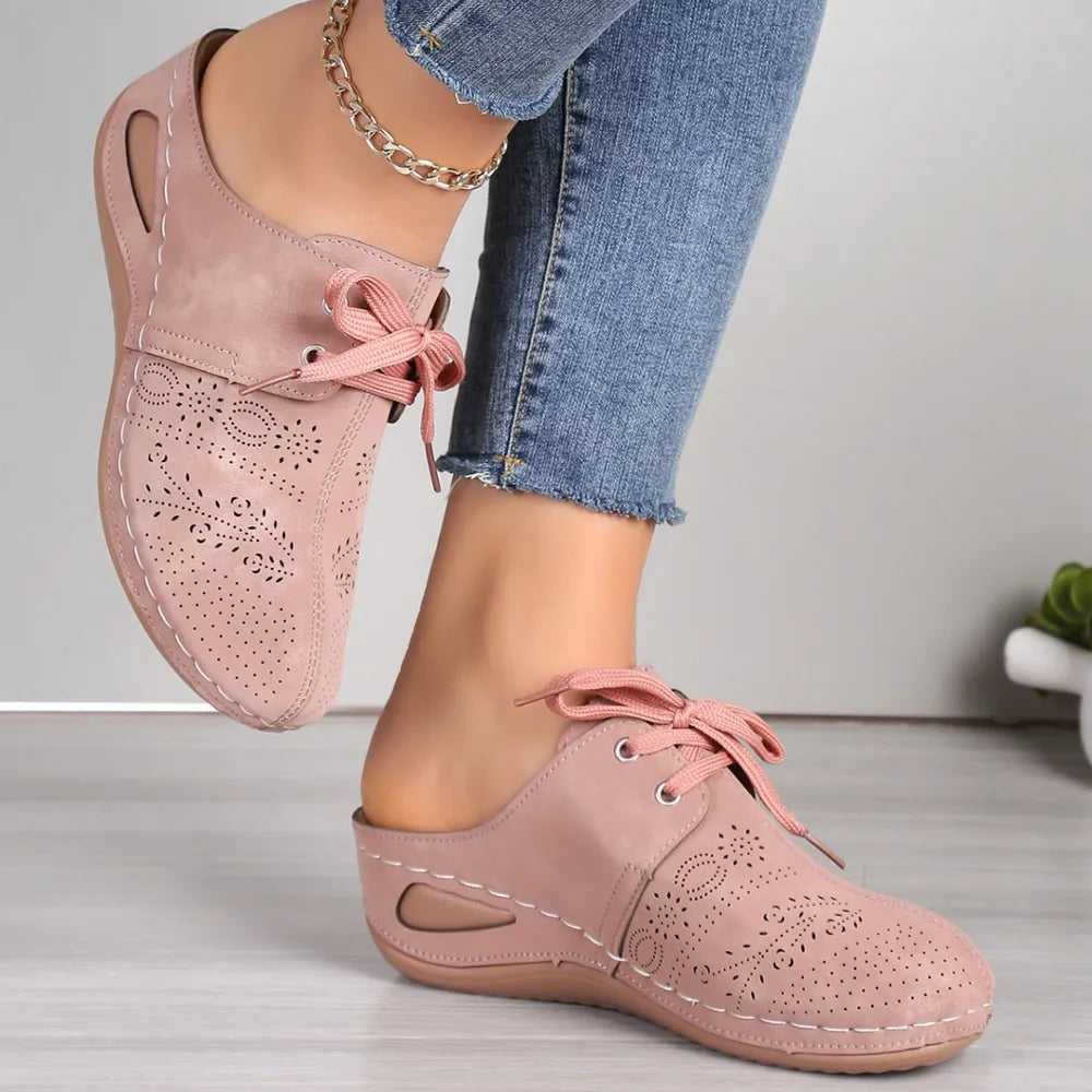 Lace Up Round Toe Wedge Sandals Casual Footwear