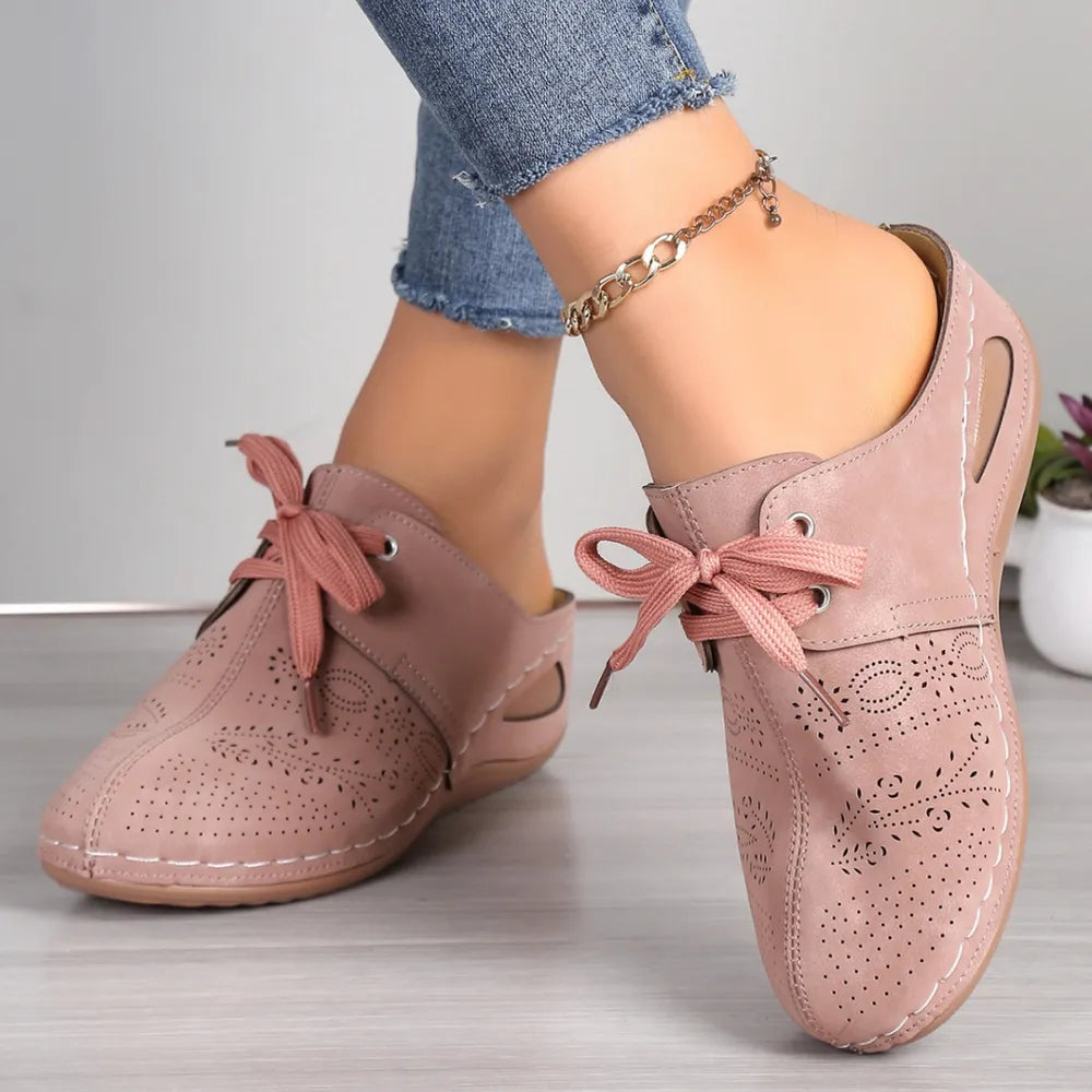 Lace Up Round Toe Wedge Sandals Casual Footwear