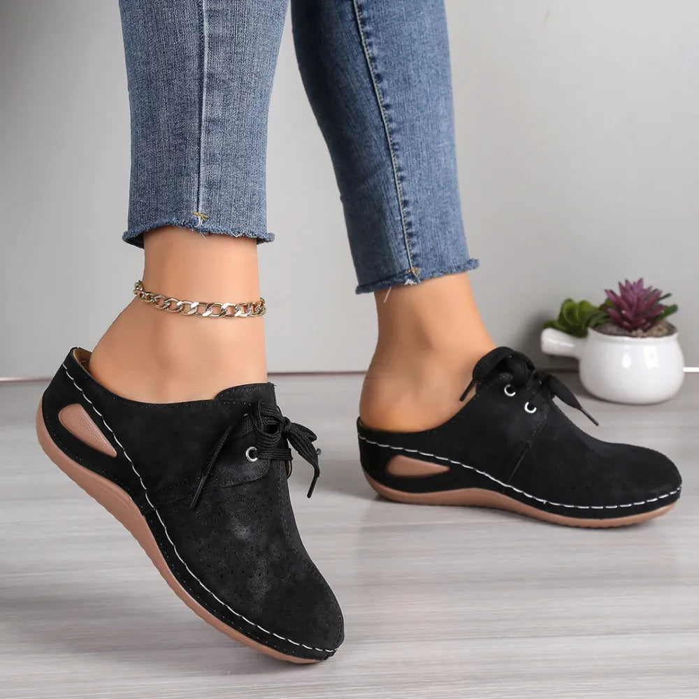 Lace Up Round Toe Wedge Sandals Casual Footwear