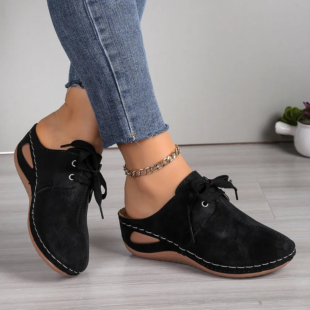 Lace Up Round Toe Wedge Sandals Casual Footwear