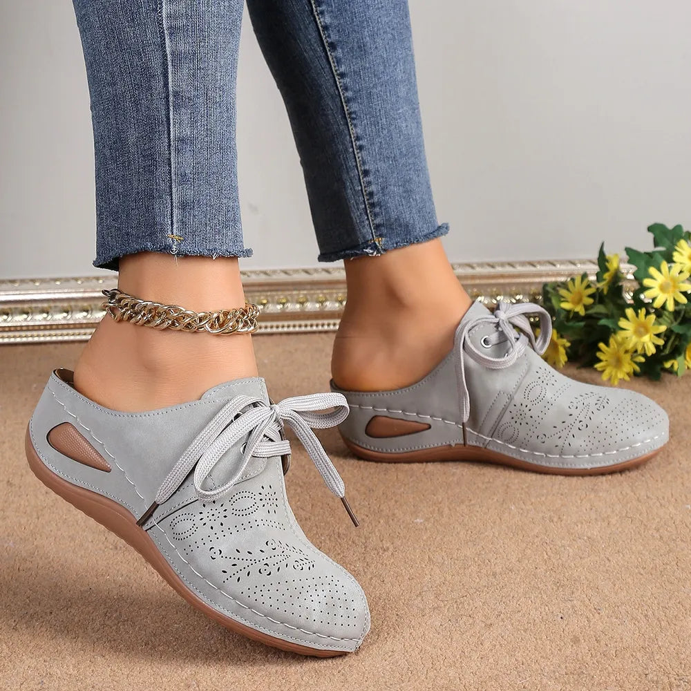 Lace Up Round Toe Wedge Sandals Casual Footwear