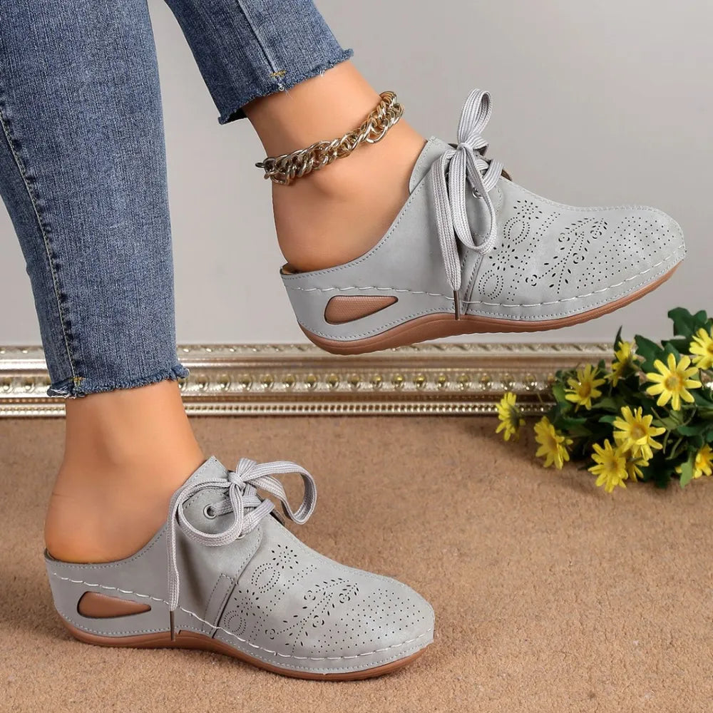 Lace Up Round Toe Wedge Sandals Casual Footwear