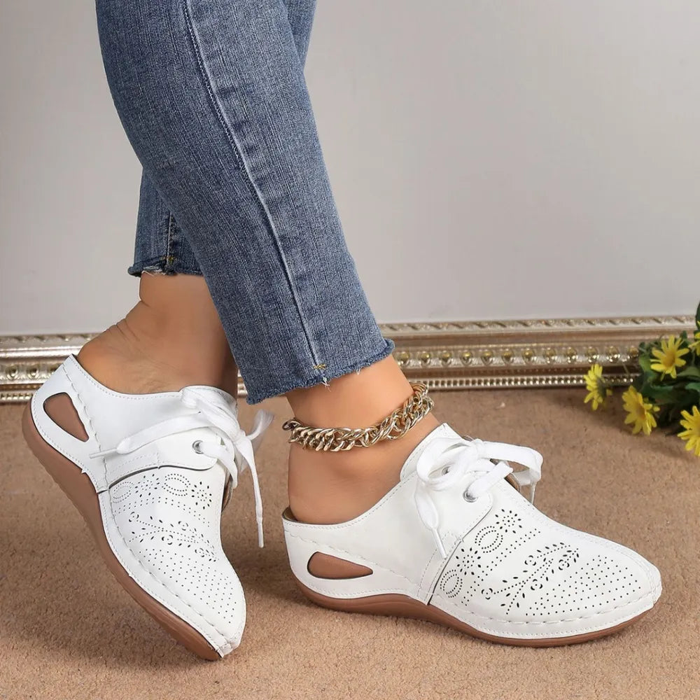 Lace Up Round Toe Wedge Sandals Casual Footwear
