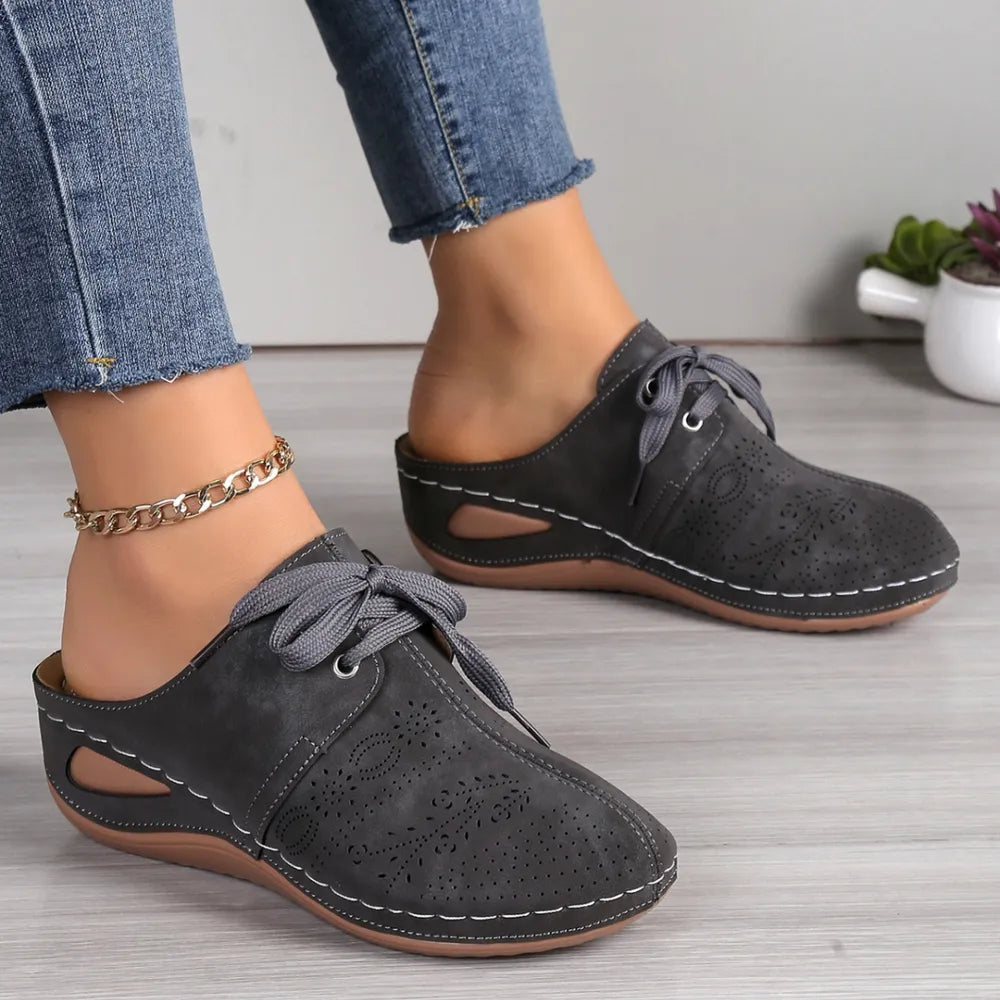 Lace Up Round Toe Wedge Sandals Casual Footwear