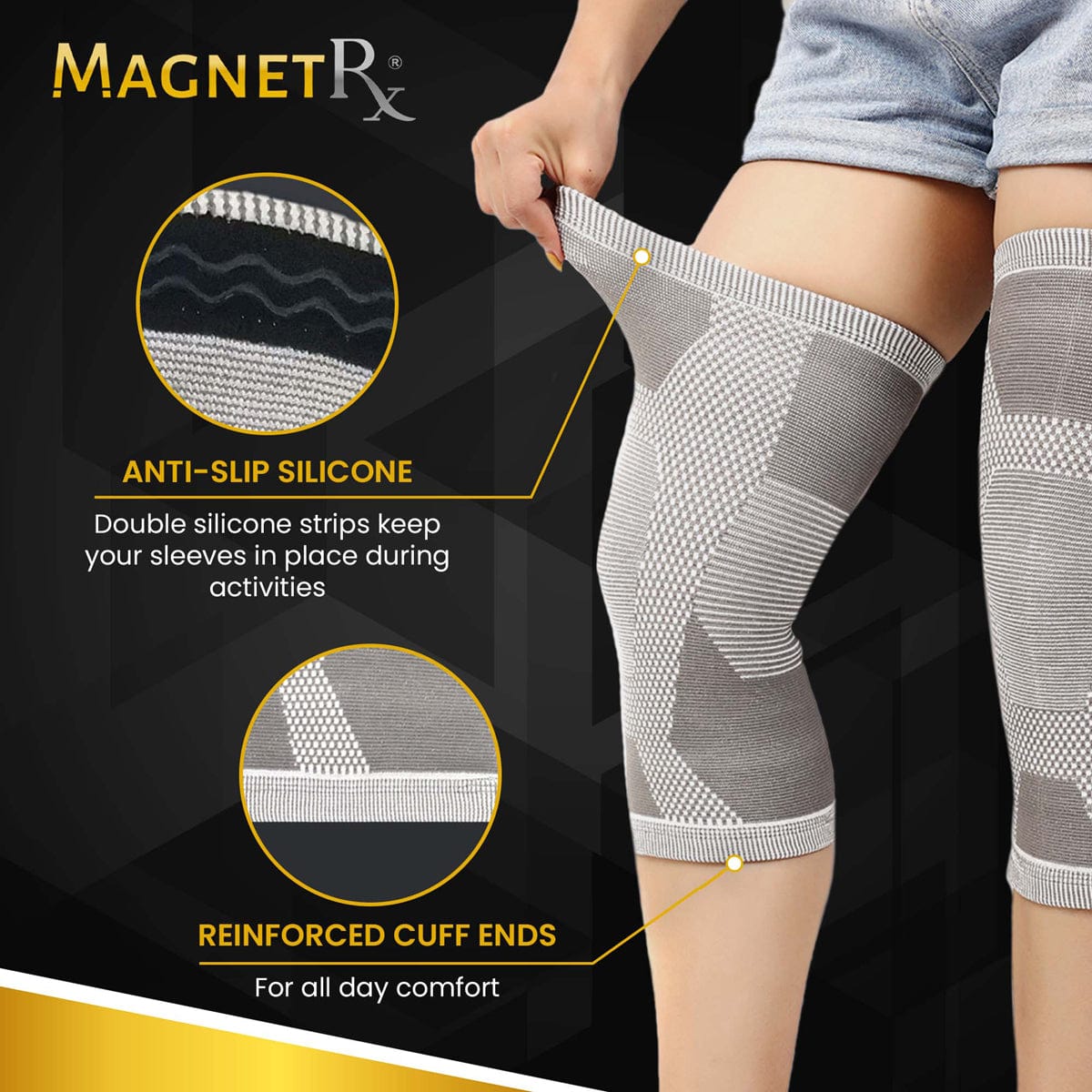 Magnetic Therapy Knee Compression Sleeves Pair Support