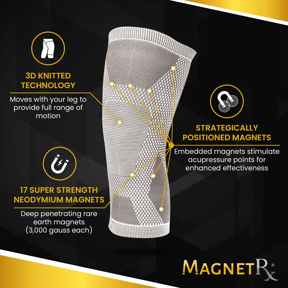 Magnetic Therapy Knee Compression Sleeves Pair Support
