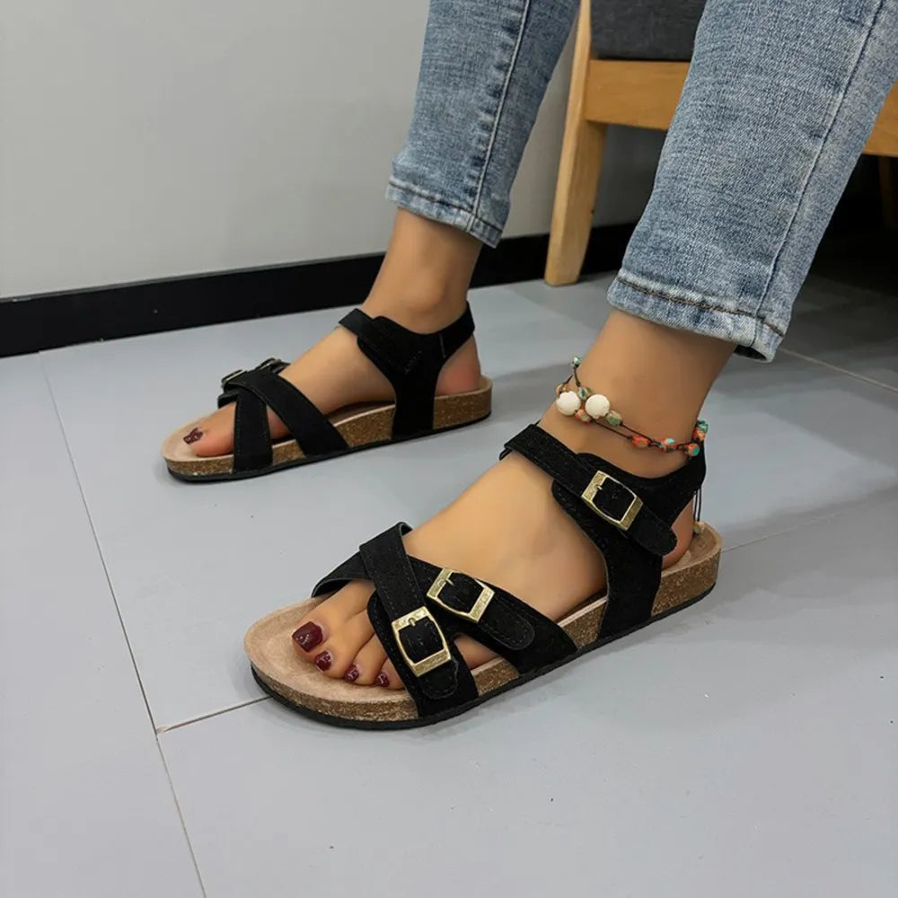 Open Toe Flat Buckle Sandals Casual Comfortable Footwear